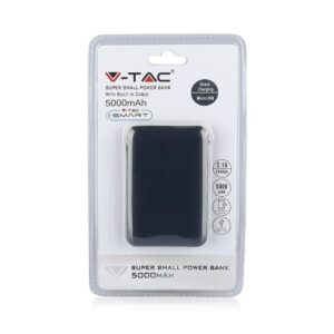 Power Bank 5000mAh Μπλε V-TAC με ενσωματωμένο καλώδιο – 8868