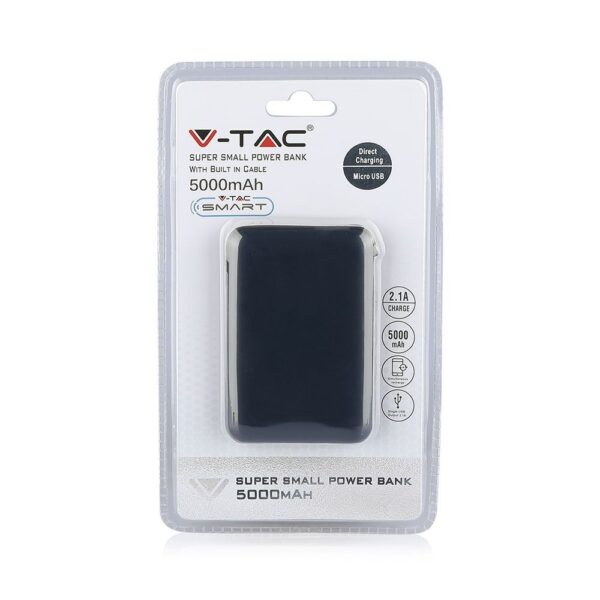 Power Bank 5000mAh Μπλε V-TAC με ενσωματωμένο καλώδιο – 8868