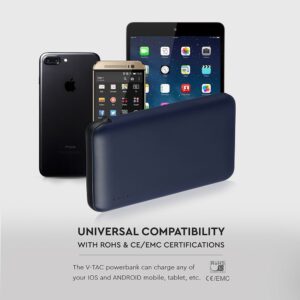 Power Bank 5000mAh Μπλε V-TAC με ενσωματωμένο καλώδιο – 8868