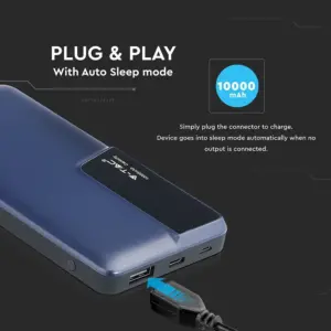 Power Bank 10000mAh με μπλε σώμα USB Type-C V-TAC – 8872