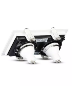 Χωνευτή βάση 2 x GU10 με λευκό πλαίσιο και μαύρο σώμα V-TAC – 8877