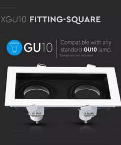 Χωνευτή βάση 2 x GU10 με λευκό πλαίσιο και μαύρο σώμα V-TAC – 8877