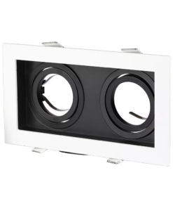 Χωνευτή βάση 2 x GU10 με λευκό πλαίσιο και μαύρο σώμα V-TAC – 8877