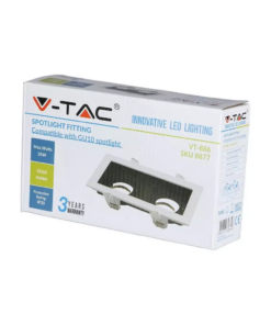Χωνευτή βάση 2 x GU10 με λευκό πλαίσιο και μαύρο σώμα V-TAC – 8877