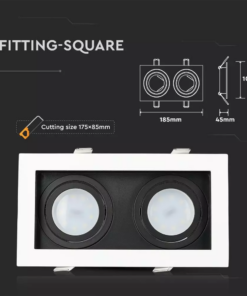 Χωνευτή βάση 2 x GU10 με λευκό πλαίσιο και μαύρο σώμα V-TAC – 8877