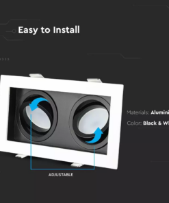 Χωνευτή βάση 2 x GU10 με λευκό πλαίσιο και μαύρο σώμα V-TAC – 8877