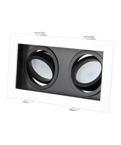 Χωνευτή βάση 2 x GU10 με λευκό πλαίσιο και μαύρο σώμα V-TAC – 8877