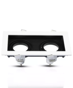 Χωνευτή βάση 2 x GU10 με λευκό πλαίσιο και μαύρο σώμα V-TAC – 8877