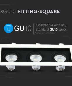 Τριπλή Βάση Σποτ GU10 – MR16 V-TAC Χωνευτή Ρυθμιζόμενη Λευκό+Μαύρο – 8878