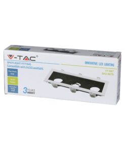 Τριπλή Βάση Σποτ GU10 – MR16 V-TAC Χωνευτή Ρυθμιζόμενη Λευκό+Μαύρο – 8878
