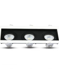 Τριπλή Βάση Σποτ GU10 – MR16 V-TAC Χωνευτή Ρυθμιζόμενη Λευκό+Μαύρο – 8878