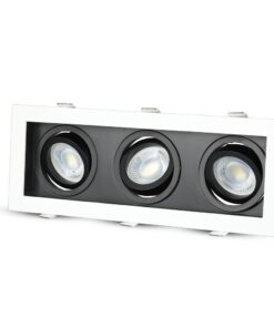 Τριπλή Βάση Σποτ GU10 – MR16 V-TAC Χωνευτή Ρυθμιζόμενη Λευκό+Μαύρο – 8878