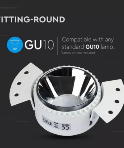 Χωνευτή στρόγγυλη βάση GU10 με λευκό πλαίσιο και νίκελ ανακλαστήρα V-TAC – 8879