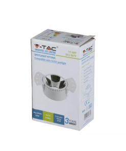 Χωνευτή στρόγγυλη βάση GU10 με λευκό πλαίσιο και νίκελ ανακλαστήρα V-TAC – 8879