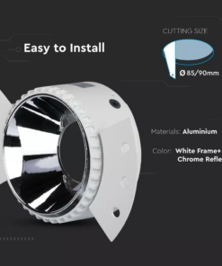 Χωνευτή στρόγγυλη βάση GU10 με λευκό πλαίσιο και νίκελ ανακλαστήρα V-TAC – 8879