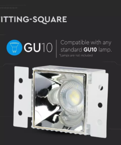 Χωνευτή τετράγωνη βάση GU10 με λευκό πλαίσιο και νίκελ ανακλαστήρα V-TAC – 8880