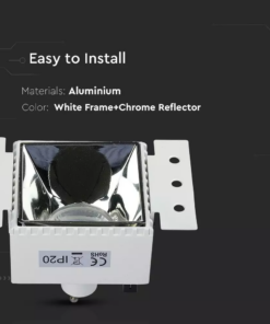 Χωνευτή τετράγωνη βάση GU10 με λευκό πλαίσιο και νίκελ ανακλαστήρα V-TAC – 8880