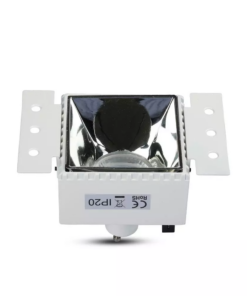 Χωνευτή τετράγωνη βάση GU10 με λευκό πλαίσιο και νίκελ ανακλαστήρα V-TAC – 8880