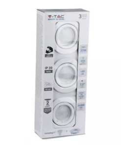 Λάμπα LED Spot GU10 SMD 5W Θερμό λευκό 3000K Λευκό συσκευασία 3 τμχ. V-TAC – 8881