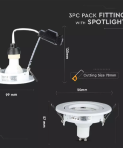 Λάμπα LED Spot GU10 SMD 5W Θερμό λευκό 3000K Λευκό συσκευασία 3 τμχ. V-TAC – 8881