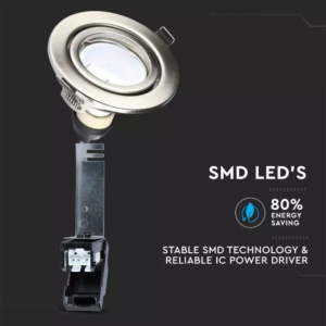 Λάμπα LED Spot GU10 SMD 5W Θερμό λευκό 3000K, Νίκελ Σατινέ, συσκευασία 3 τμχ. V-TAC – 8884