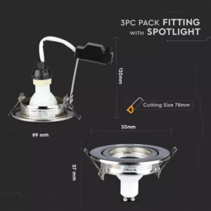 Λάμπα LED Spot GU10 SMD 5W Θερμό λευκό 3000K, Νίκελ Σατινέ, συσκευασία 3 τμχ. V-TAC – 8884