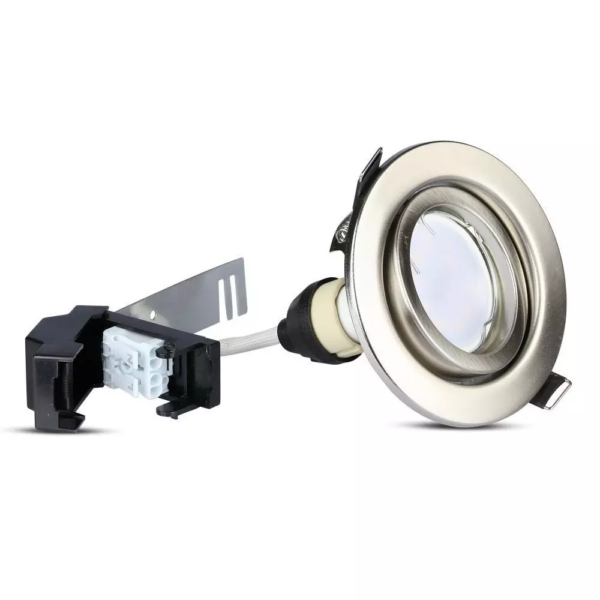 Λάμπα LED Spot GU10 SMD 5W Θερμό λευκό 3000K, Νίκελ Σατινέ, συσκευασία 3 τμχ. V-TAC - 8884