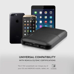 Power Bank 5000mAh με 2 Θύρες USB Μαύρο V-TAC – 8892