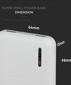 Power Bank 5000mAh με 2 Θύρες USB Λευκό V-TAC – 8893