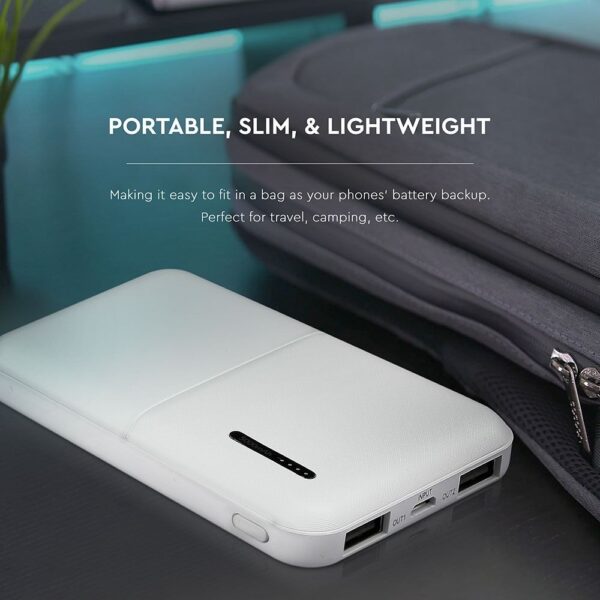 Power Bank 5000mAh με 2 Θύρες USB Λευκό V-TAC – 8893