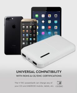 Power Bank 5000mAh με 2 Θύρες USB Λευκό V-TAC – 8893