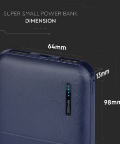 Power Bank 5000mAh με 2 Θύρες USB Μπλε Σκούρο V-TAC – 8896