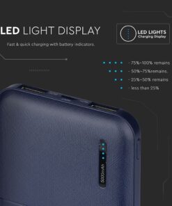 Power Bank 5000mAh με 2 Θύρες USB Μπλε Σκούρο V-TAC – 8896