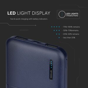 Power Bank 5000mAh με 2 Θύρες USB Μπλε Σκούρο V-TAC – 8896