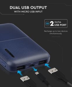 Power Bank 5000mAh με 2 Θύρες USB Μπλε Σκούρο V-TAC – 8896