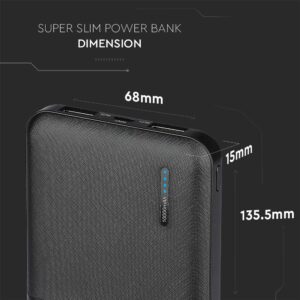 Power Bank 10000mAh με 2 Θύρες USB Μαύρο V-TAC – 8897