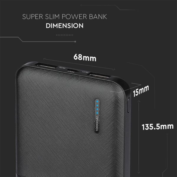 Power Bank 10000mAh με 2 Θύρες USB Μαύρο V-TAC – 8897