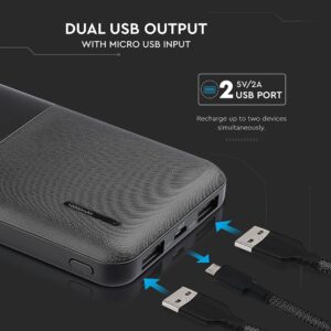 Power Bank 10000mAh με 2 Θύρες USB Μαύρο V-TAC – 8897