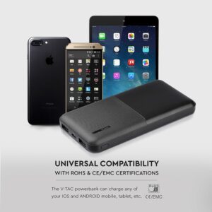 Power Bank 10000mAh με 2 Θύρες USB Μαύρο V-TAC – 8897
