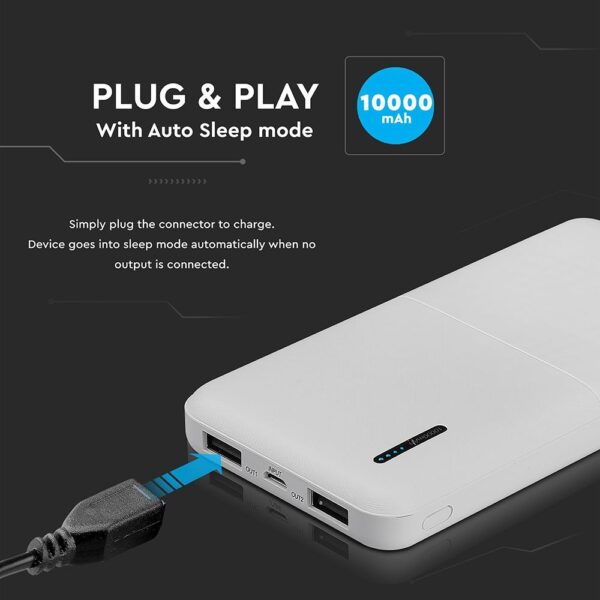 Power Bank 10000mAh Λευκό V-TAC – 8898