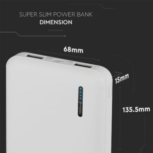 Power Bank 10000mAh Λευκό V-TAC – 8898