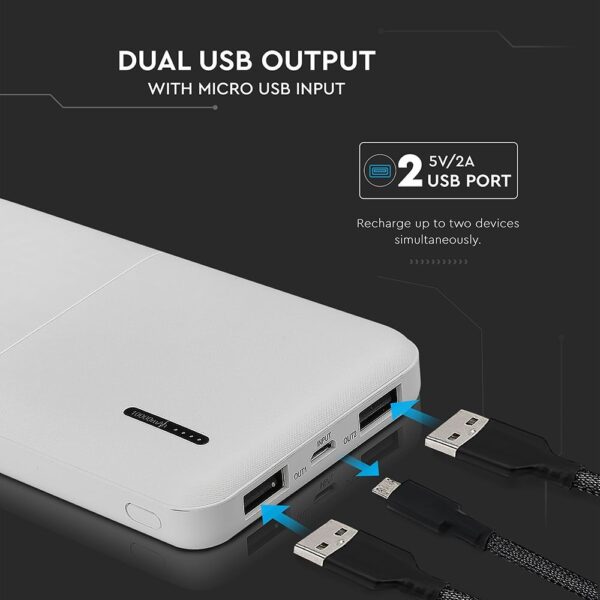 Power Bank 10000mAh Λευκό V-TAC – 8898