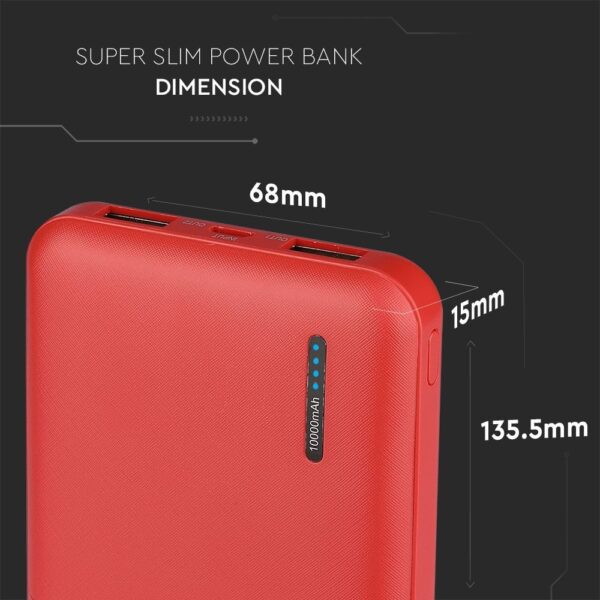 Power Bank 10000mAh Κόκκινο V-TAC – 8899