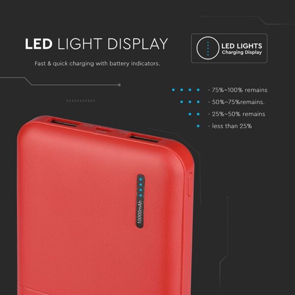 Power Bank 10000mAh Κόκκινο V-TAC – 8899