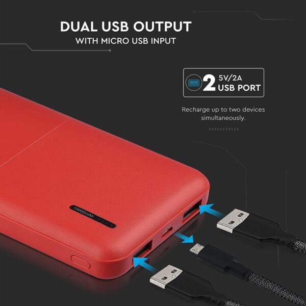 Power Bank 10000mAh Κόκκινο V-TAC – 8899