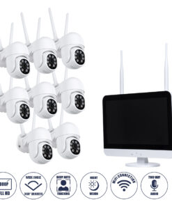 GloboStar® 86042 Ασύρματο Καταγραφικό με Οθόνη – 8 x Camera 2MP 1080P WiFi 360° Μοιρών – Αδιάβροχο IP66 – Νυχτερινή Όραση με LED IR – Διπλή Κατέυθυνση Ομιλίας – Ανιχνευτή Κίνησης – Νυχτερινή Λήψη – Λευκό