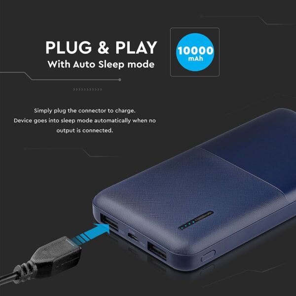 Power Bank 10000mAh Μπλε σκούρο V-TAC – 8900