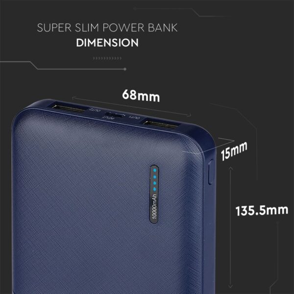 Power Bank 10000mAh Μπλε σκούρο V-TAC – 8900