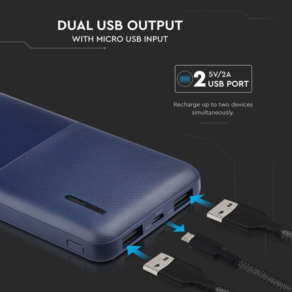 Power Bank 10000mAh Μπλε σκούρο V-TAC – 8900