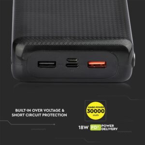 Power Bank 30000mAh Μαύρο V-TAC – 8901